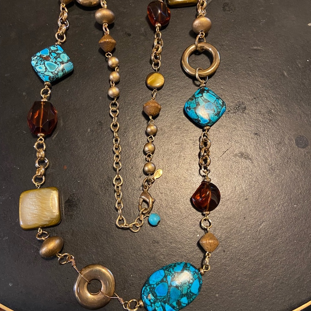 Long goldstone necklace strand